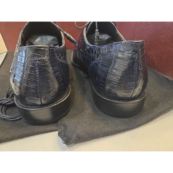 Mezlan Anderson Crocodile Derby Shoes Dark Gray Size 10m (13584-F) main image 7